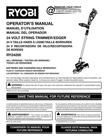 opERAToR's MANUAl - Ryobi