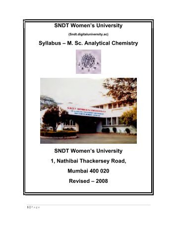 SNDT Women's University Syllabus â M. Sc. Analytical Chemistry ...
