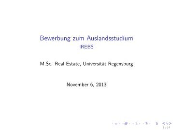 Bewerbung zum Auslandsstudium - IREBS - Universität Regensburg