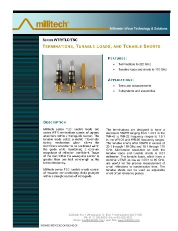 SERIES WTR/TLD/TSC TERMINATIONS, TUNABLE ... - Millitech