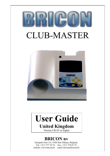 CLUB-MASTER User Guide - Bricon.be