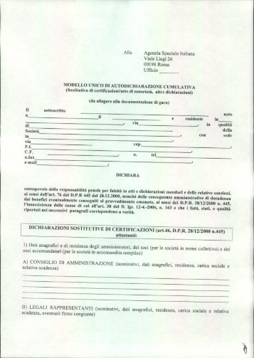 Modello unico di autocertificazione cumulativa - Asi