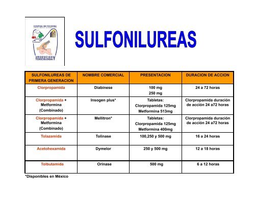 SULFONILUREAS DE PRIMERA