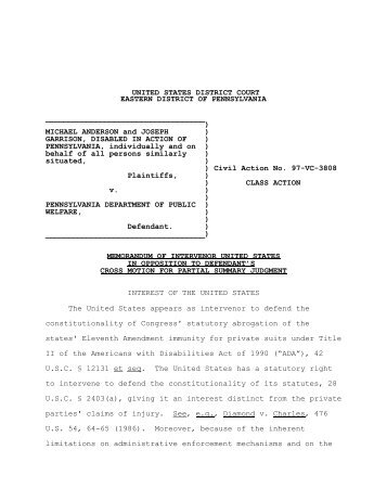 Anderson v. Pennsylvania Department of Public Welfare - ADA.gov