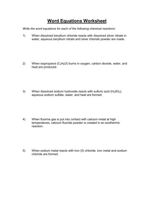 Writing Skeleton Equations Practice Tessshebaylo