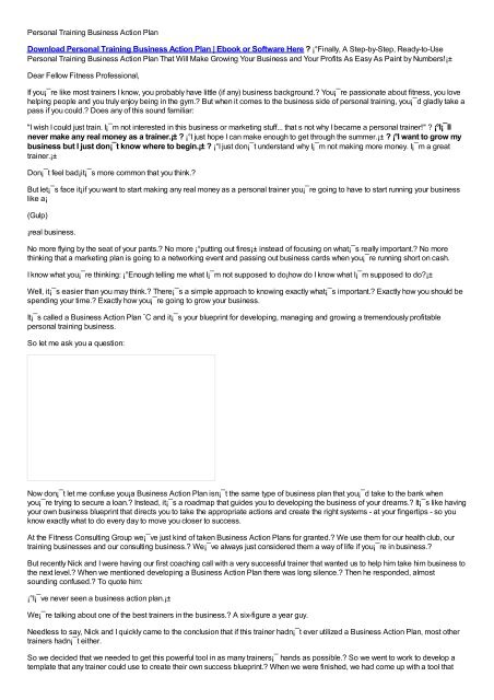 Personal Trainer Business Plan