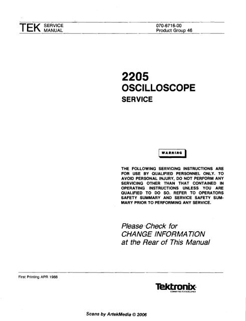 Original Tektronix Service Manual for the 212 Oscilloscope 