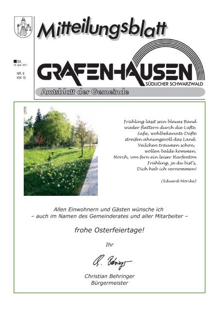 frohe Osterfeiertage! - Gemeinde Grafenhausen