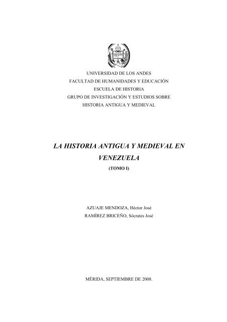 LA HISTORIA ANTIGUA Y MEDIEVAL EN VENEZUELA