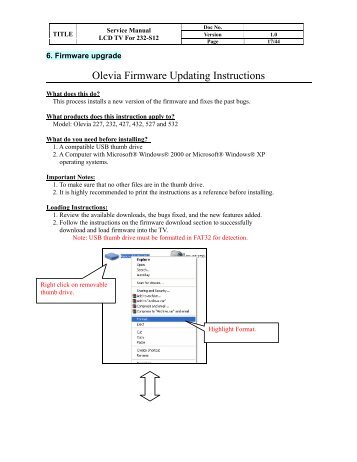 Olevia Firmware Updating Instructions