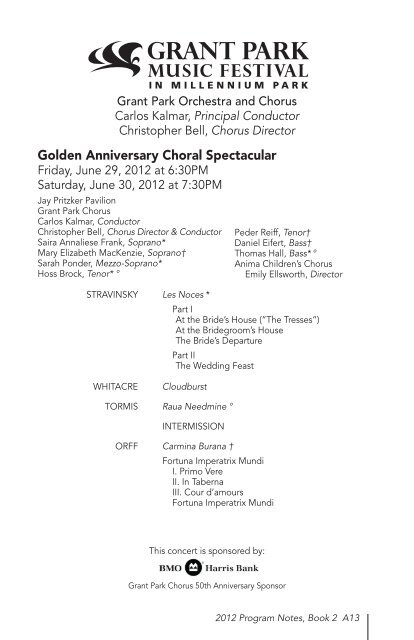 Golden Anniversary Choral Spectacular - The Grant Park Music ...