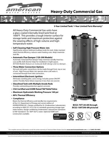 Heavy-Duty Commercial Gas - American Water Heaters