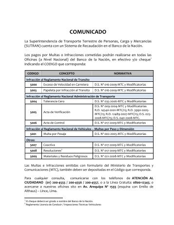 COMUNICADO - Sutran