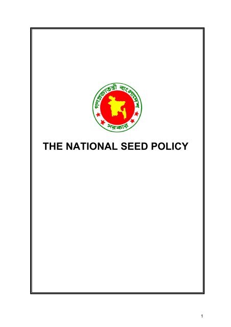 The National Seed Policy - DAE