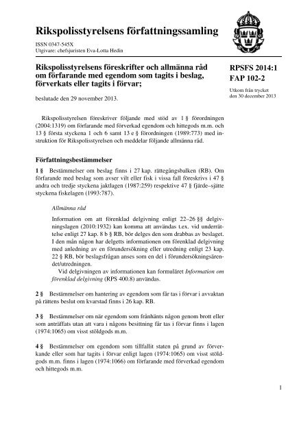 fap 102-2 - rpsfs 2014:1 - Polisen