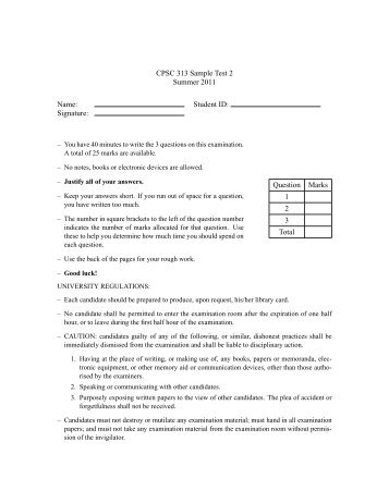 CPSC 313 Sample Test 2 Summer 2011 Name ... - Ugrad.cs.ubc.ca