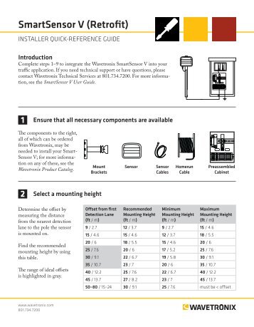 SmartSensor V Retrofit Installer Quick-reference Guide - Advanced ...