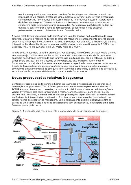 Guia sobre como proteger servidores de Intranet e Extranet
