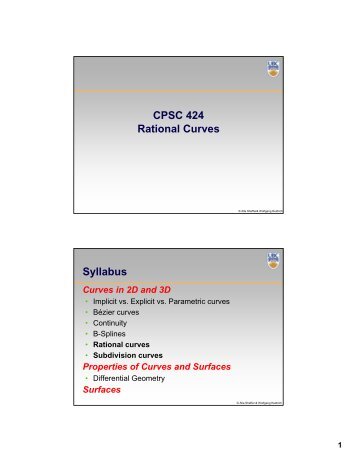 CPSC 424 Rational Curves Syllabus - Ugrad.cs.ubc.ca