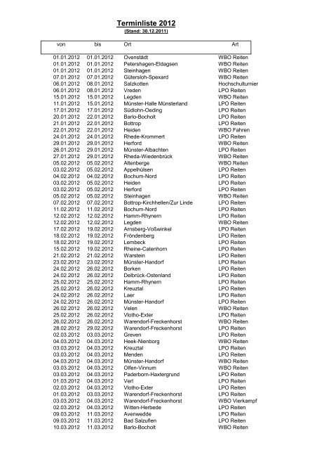 Terminliste 2012 - Reit- und Fahrverein Borghorst