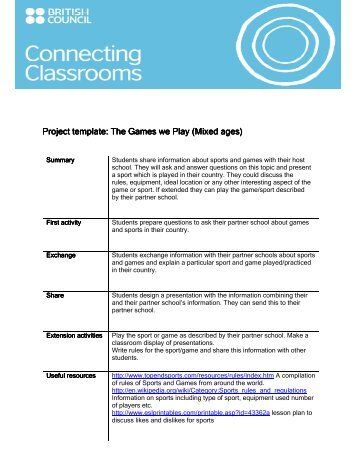 The Games we Play - British Council Schools Online