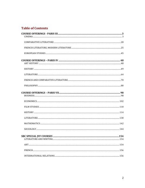 Brochure - English translations of course offerings