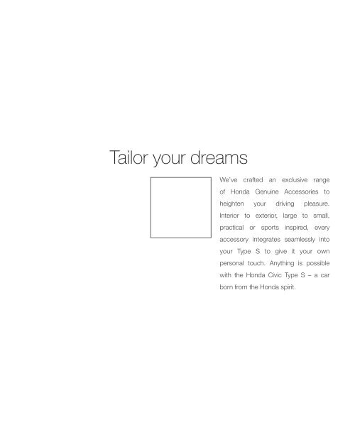 Tailor Your Dreams - Honda