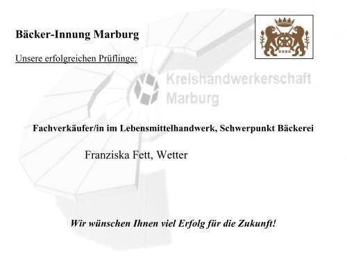 Freisprechungsfeier - Kreishandwerkerschaft Marburg