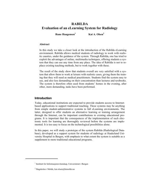 RABILDA Evaluation of an eLearning System for Radiology - NIK