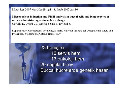 Antineoplastik Ä°laÃ§ HazÄ±rlama Merkezinde