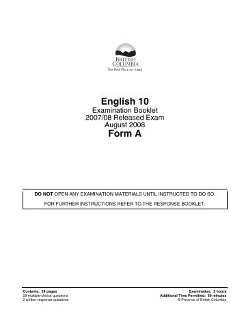 English 10 Form A - Education