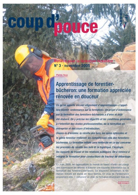 Apprentissage de forestier- bûcheron: une formation ... - Codoc