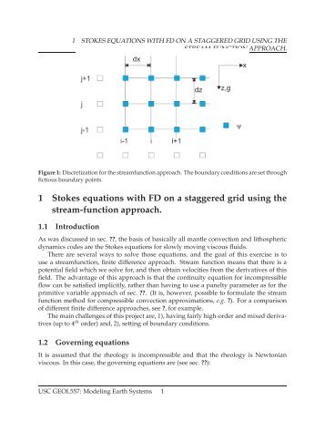 1 Stokes equations with FD on a staggered grid using the stream ...