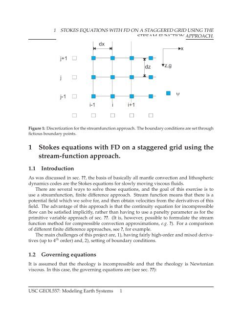 1 Stokes equations with FD on a staggered grid using the stream ...