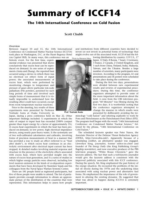 Summary of ICCF14 - Infinite Energy Magazine