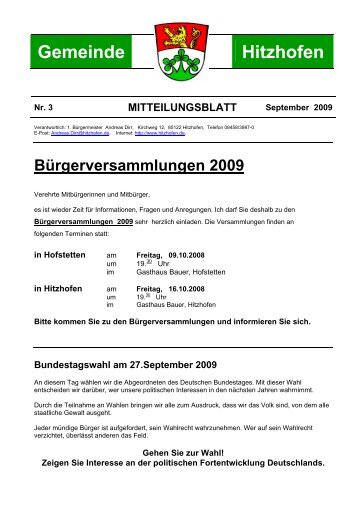 mitteilungsblatt - Gemeinde Hitzhofen