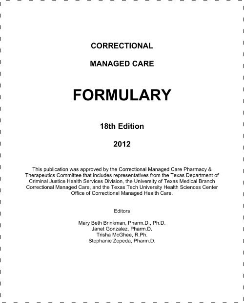 CMHCC Formulary, 18th Edition - Texas Department of Criminal ...