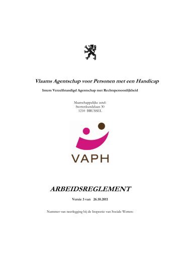 Arbeidsreglement VAPH - Bestuurszaken