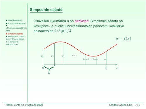 Numeerinen integrointi (kalvot - Lahti