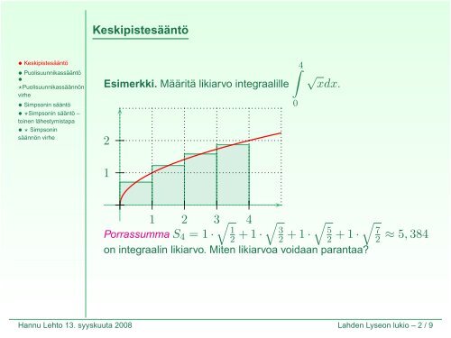 Numeerinen integrointi (kalvot - Lahti