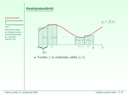 Numeerinen integrointi (kalvot - Lahti