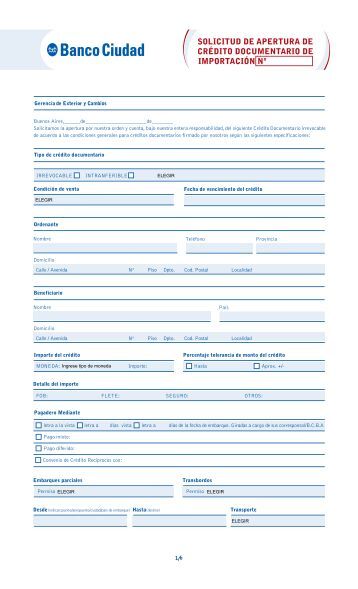 Solicitud de Carta de Crédito - BBVA Banco Continental Solicitud de Carta de Crédito - BBVA Banco Continental