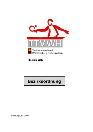 Neue Bezirksordnung - TTVWH Bezirk Alb