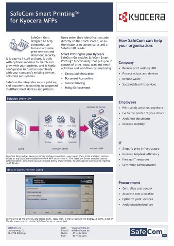 SafeCom Smart Printing™ for Kyocera MFPs