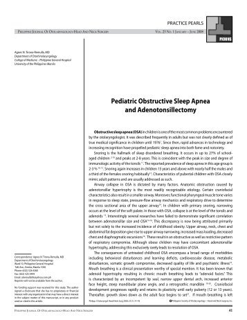 Pediatric Obstructive Sleep Apnea and ... - PSO-HNS