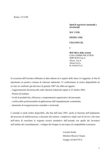 Alma Viva Copia di bozza di accordo gruppo almaviva - Cisl