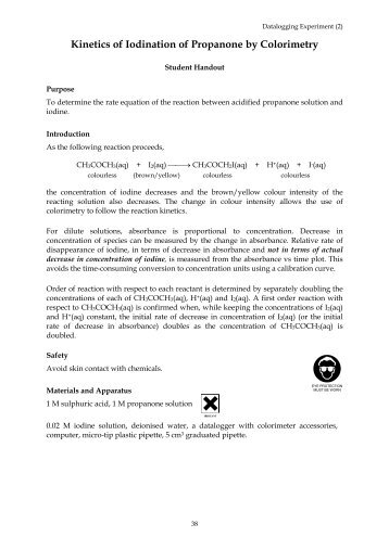 Kinetics of Iodination of Propanone by Colorimetry - Www2.hkedcity ...