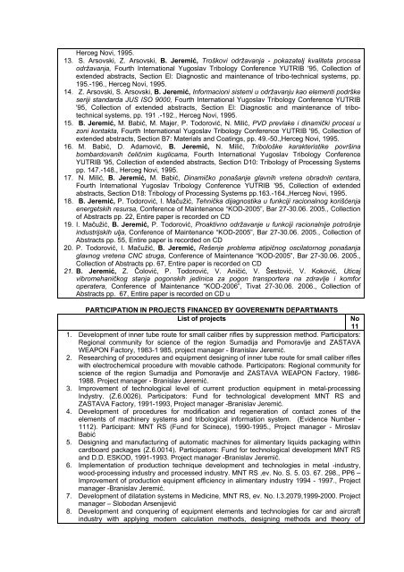 CV Branislav Jeremic.pdf - Fakultet inÅ¾enjerskih nauka Univerziteta ...