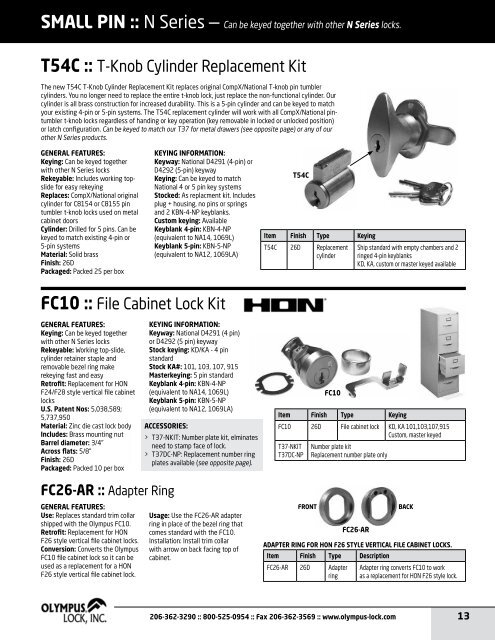 PRODUCT CATALOG - Olympus Lock