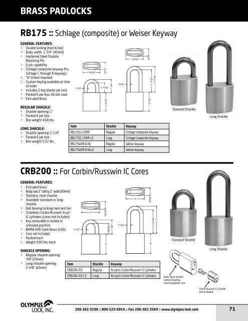 PRODUCT CATALOG - Olympus Lock